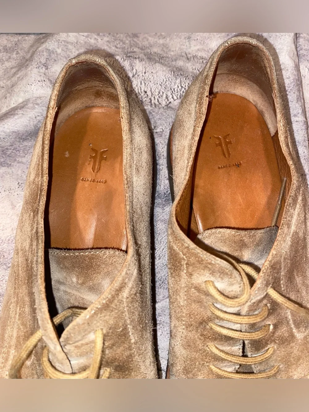Frye Paul Crepe Sole Suede Plain Toe Oxford Derby Lace Up Casual Dress Shoe 11.5